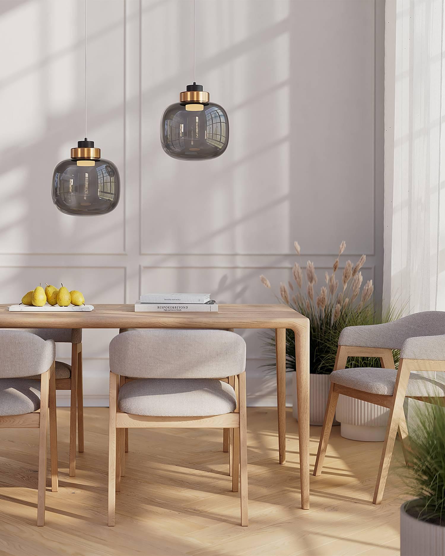 1-Flammig Exemlar Smoky Pendelleuchte Rauchglas Aluminium 2