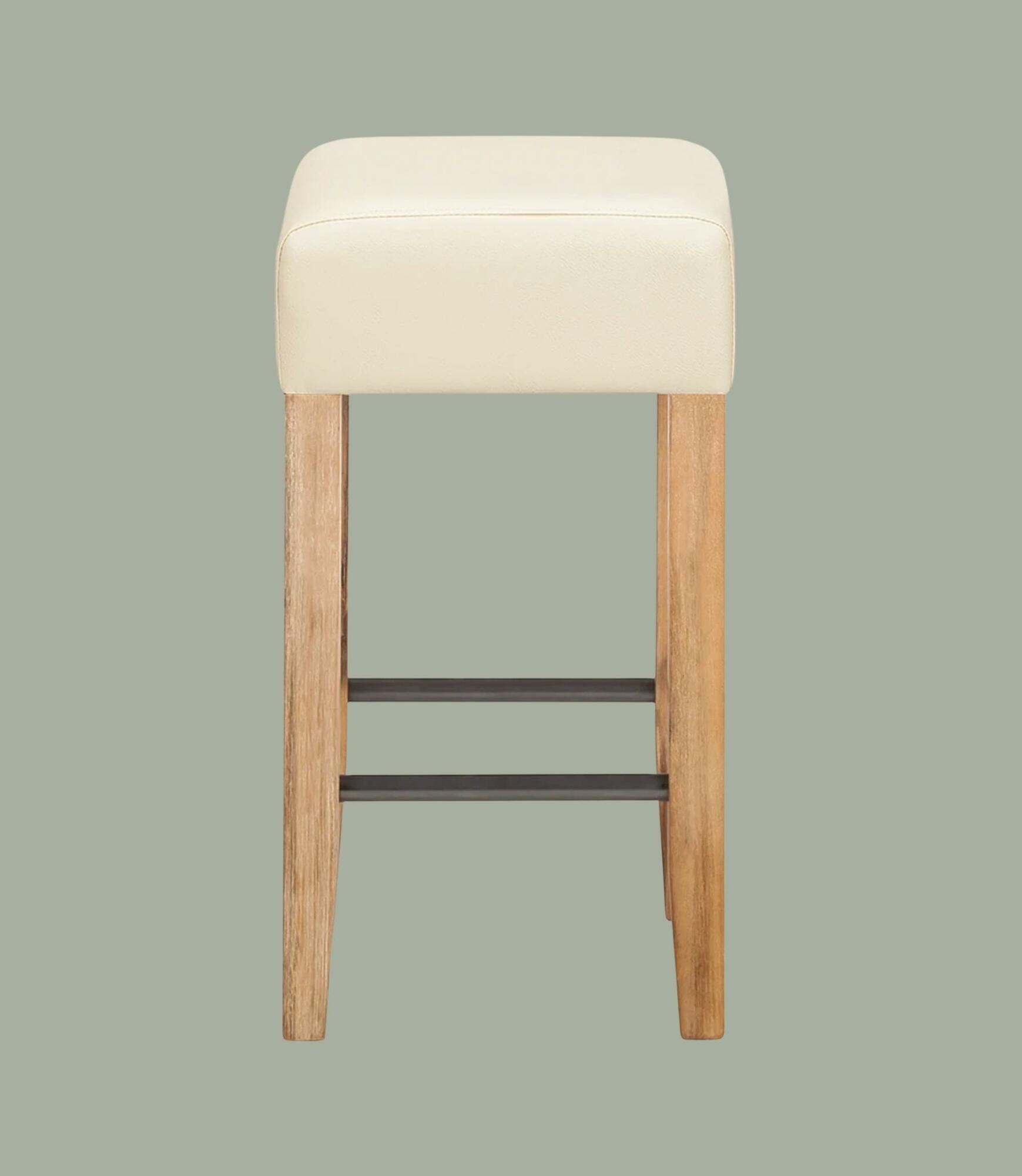 Barhocker Cremeweiß Akazie massiv 1