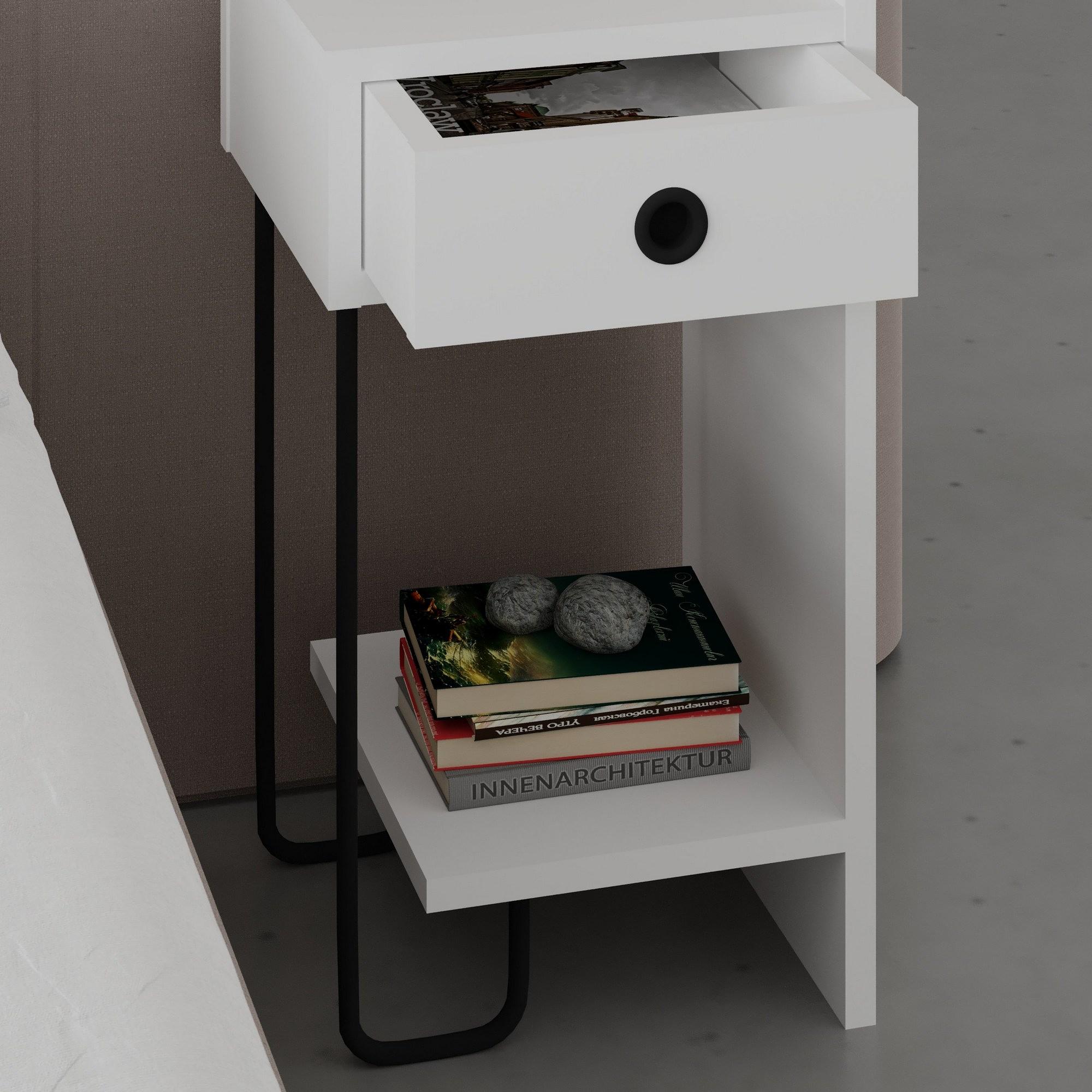 Sirius Bedside Table Right White 8