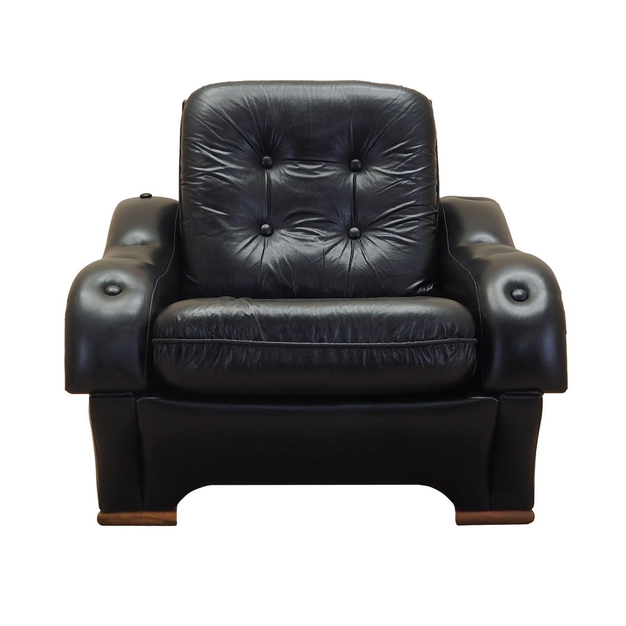 Armchair Faux Leather Black 1980s 0