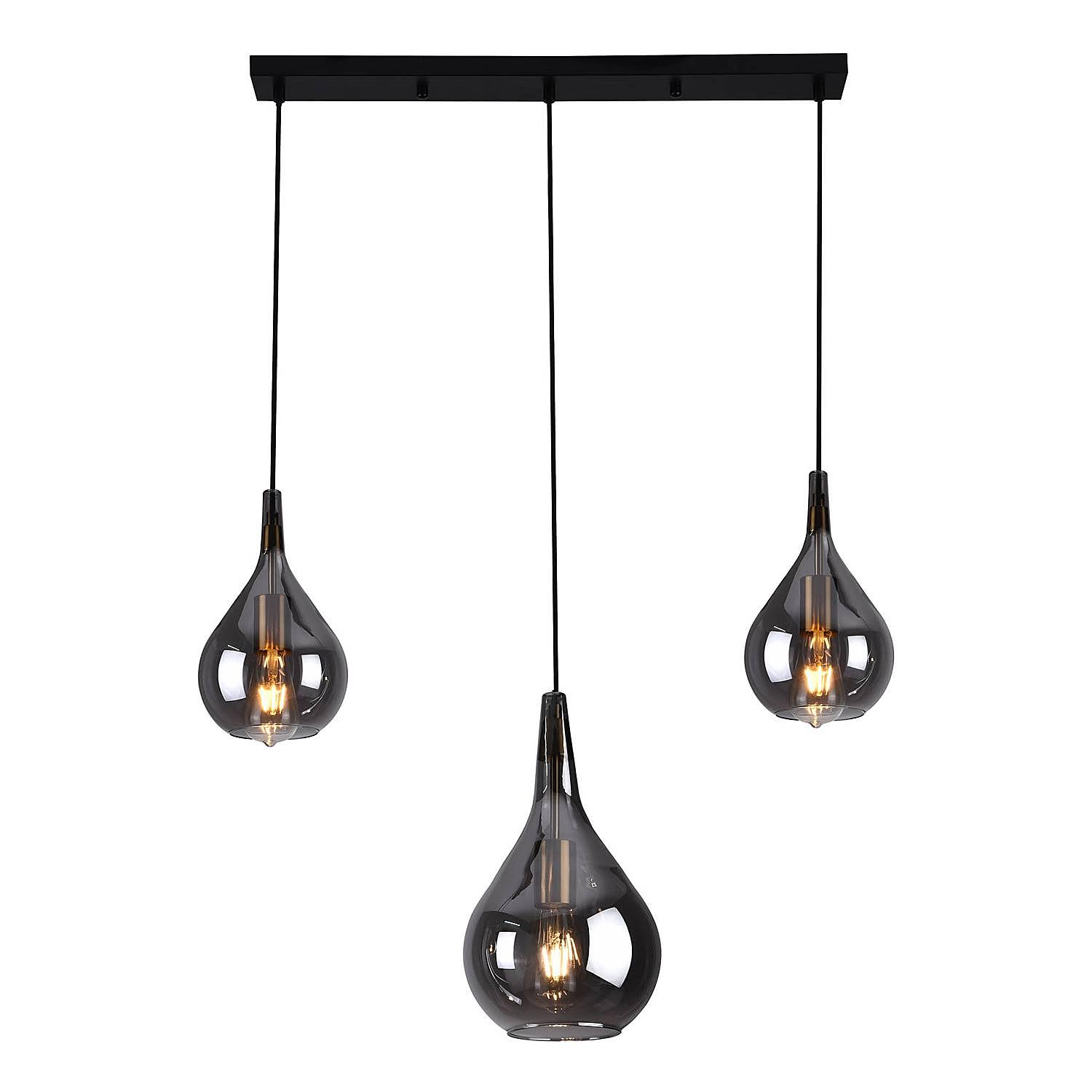 Pendant Light Gota Type B 3-Light Smoked Glass Iron 0