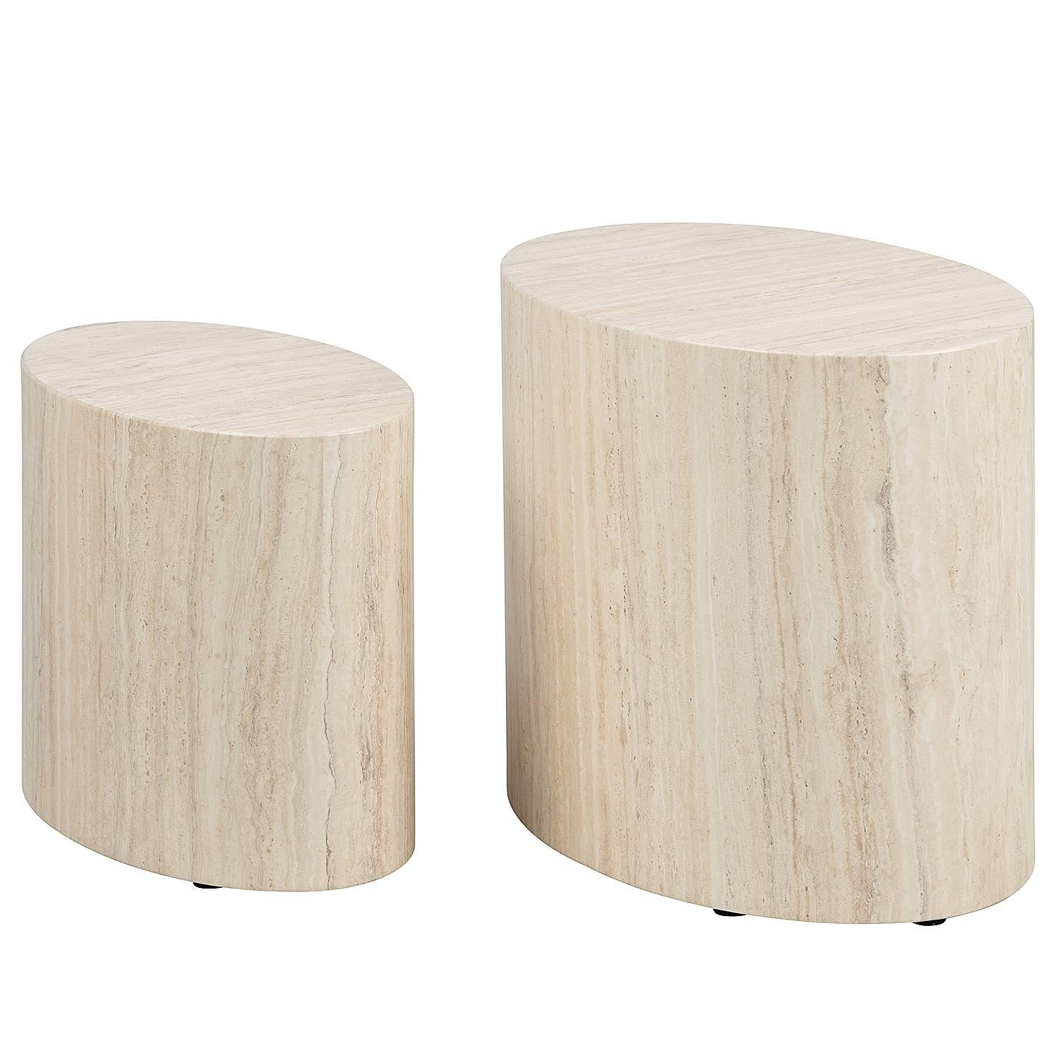 Hoya Beistelltisch 2er-Set Travertin Dekor 0