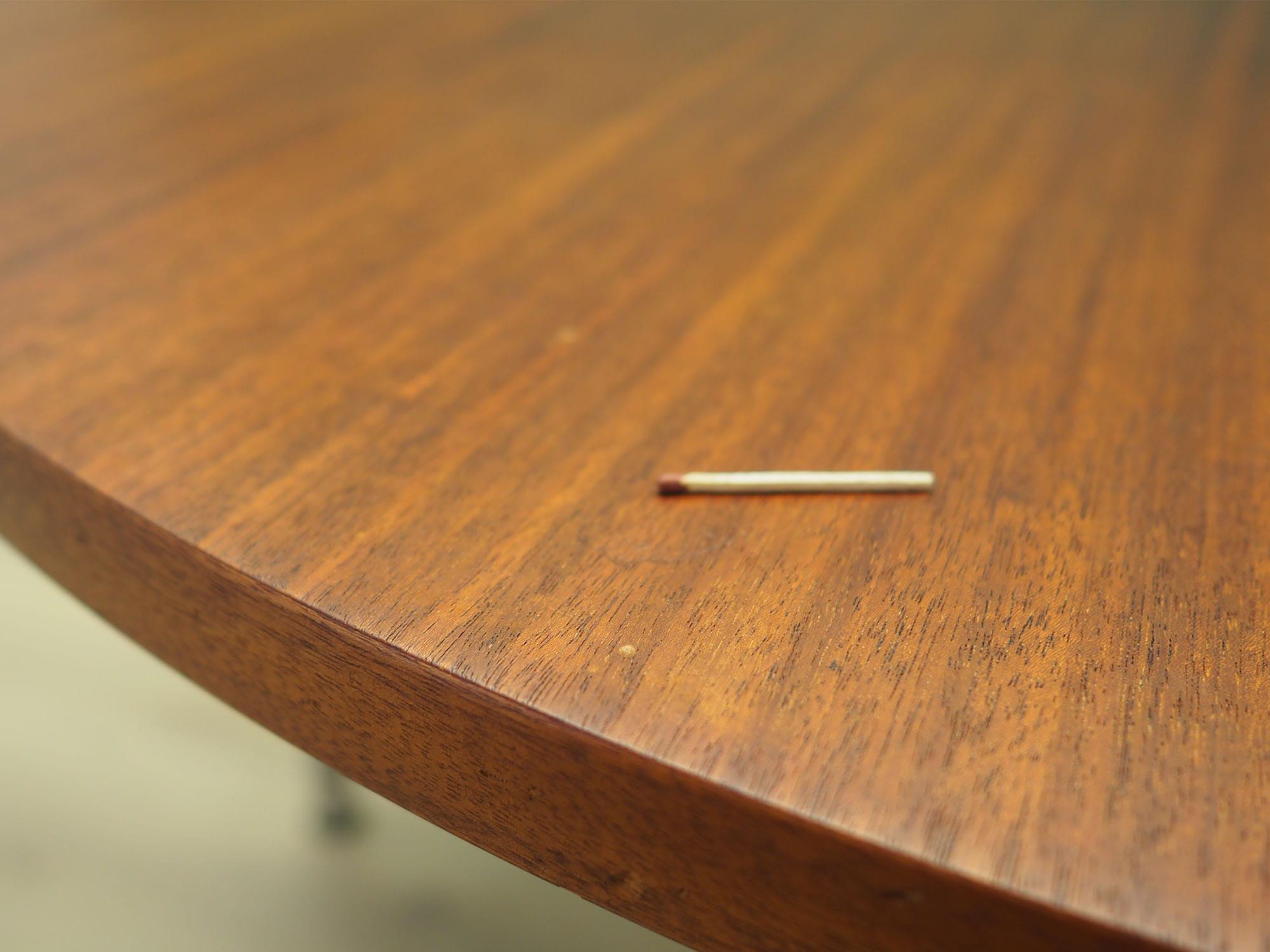 Vintage Tisch Halbrund Teakholz Metall Braun 1970er Jahre 10