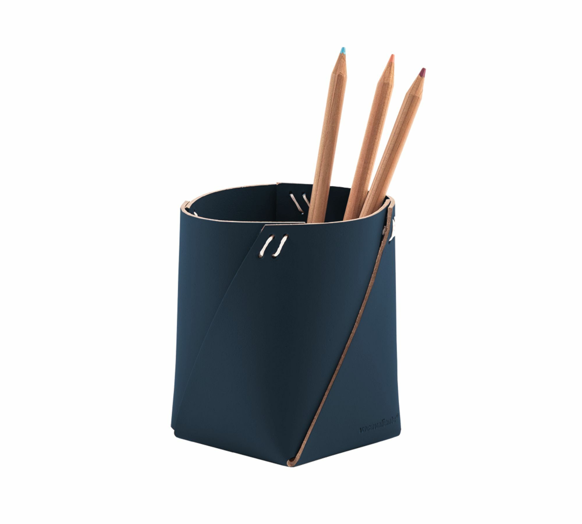 Stiftehalter 100% Recyceltes Leder Blau 1