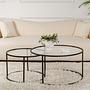 2x Set di tavolini Aurum Nero Trasparente Ø80cm Ø60cm 2