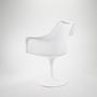 Saarinen Tulip Armchair White Brown Leather 2