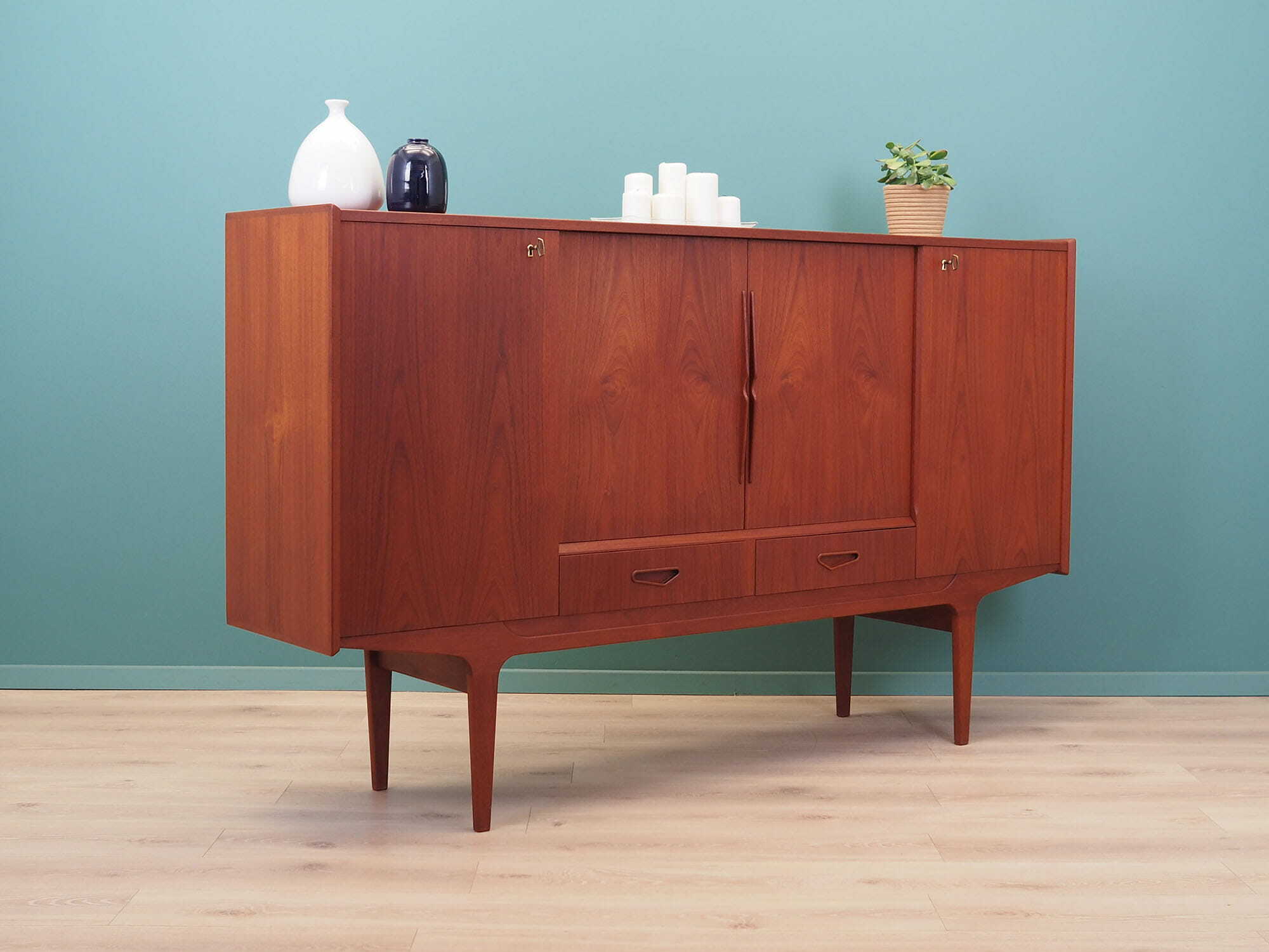 Vintage Highboard Holz Braun 1960er Jahre 6