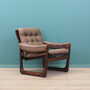 Vintage armchair leather wood brown 1960s 5