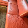 Ecksofa Leder Holz Dunkelrot 1