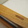 Vintage rocking chair oak wood textile cream 1960s 9
