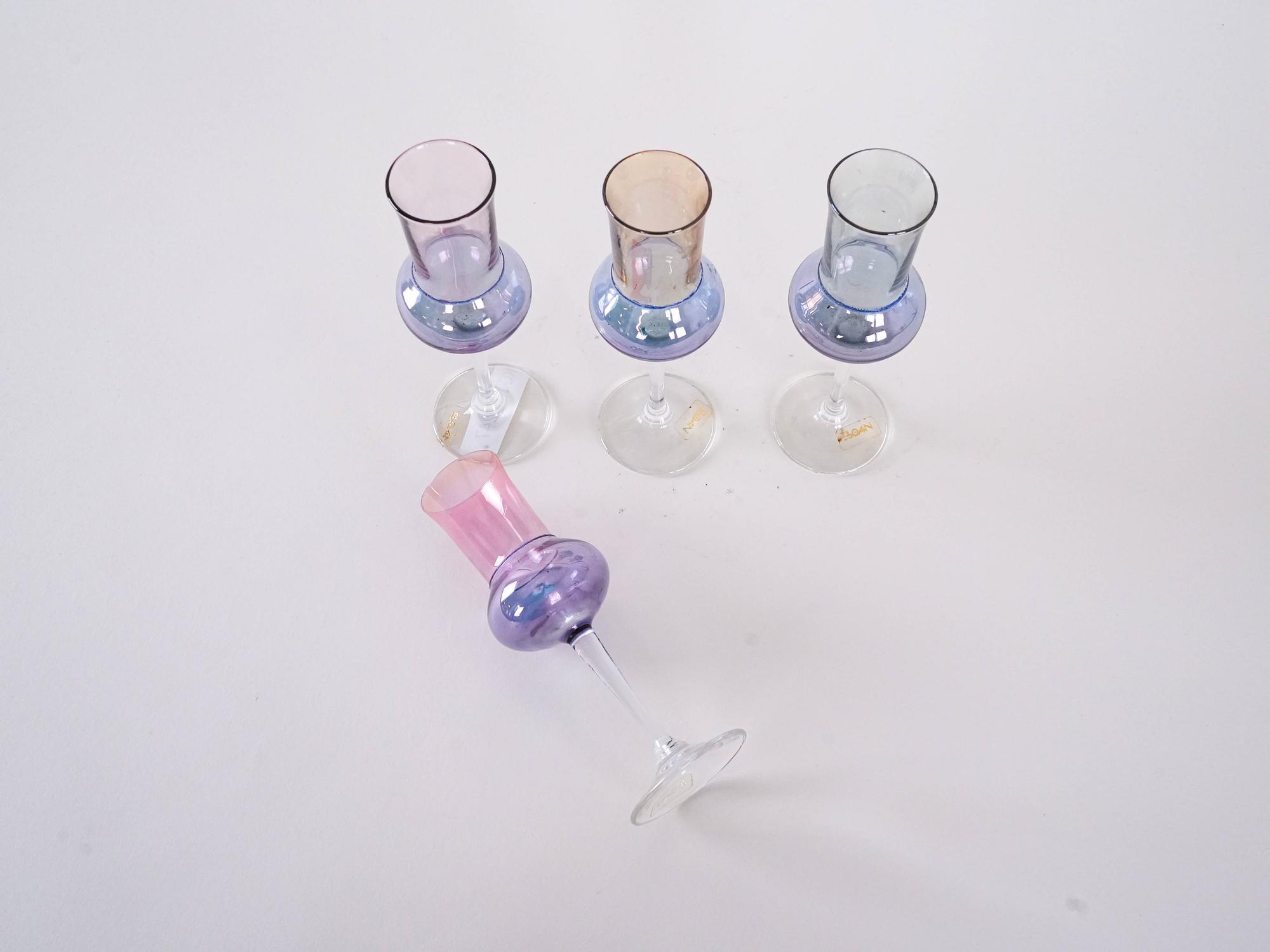 Glass set pastel colors 1970s 5