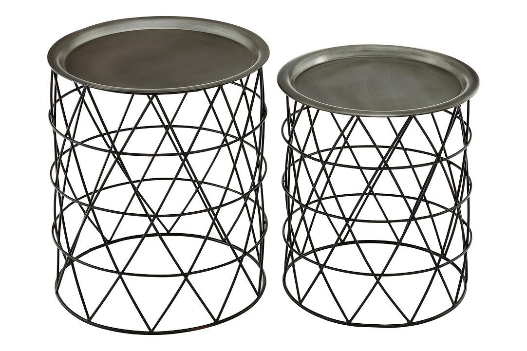 Templar Set aus zwei Zink- und Schwarz-Eisen-Tischen
 3