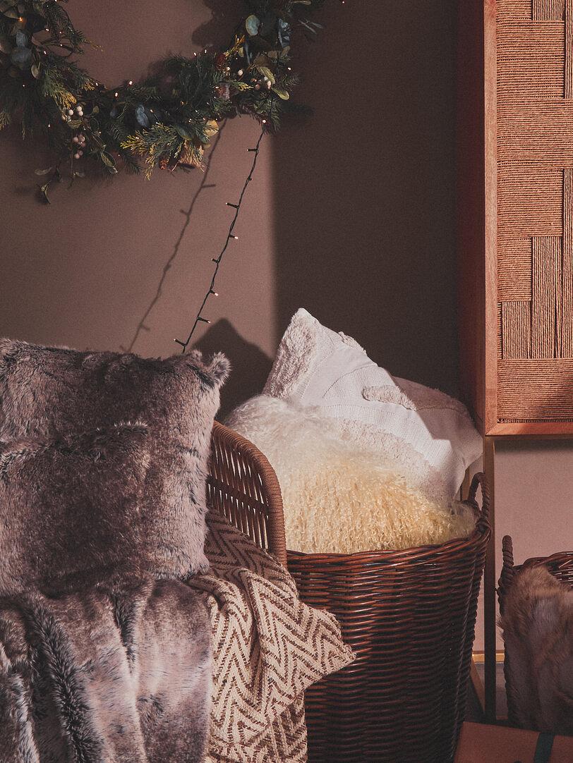 Bosie Lamina Mocha Ombre Rectangular Faux Fur Cushion 7